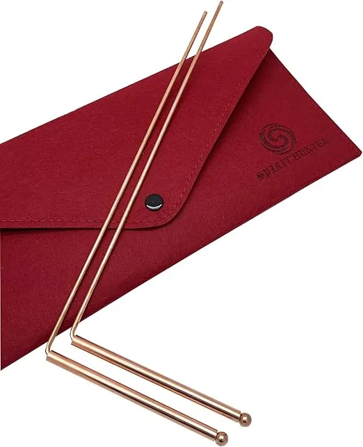 Spirit Hunter 99.9% Copper Dowsing Rod - Detect Gold, Water, Ghost Hunting etc - 2pcs Divining Rods with Bag.