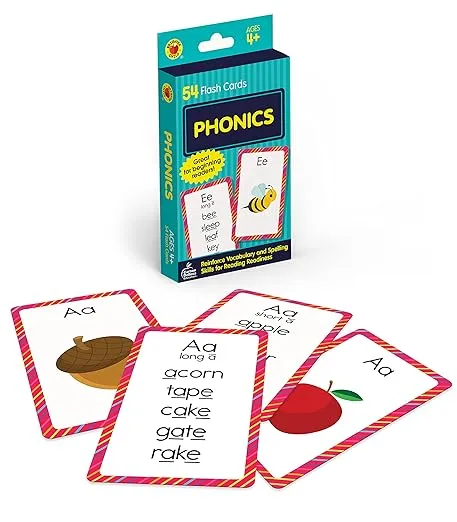 Carson Dellosa Phonics Flash Cards for Kids Ages 4-8, Sound Recognition Skills With Vowels, Consonants and Common Blends for Preschool, Kindergarten, ... 4+ (54 Cards) (Brighter Child Flash Cards)
