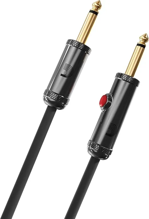 D'Addario Accessories 15' Circuit Breaker Instrument Cable with Latching Cut-Off Switch, Straight Plug, by D'Addario, 1/4", (PW-AGL-15)