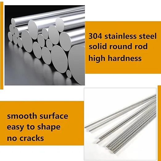 TOP-VIGOR 4pcs Stainless Steel Rods 5mm x 450mm, Metal Solid Round Shaft Rods Lathe Bar Stock for DIY Crafts Car Helicopter Airplane Model