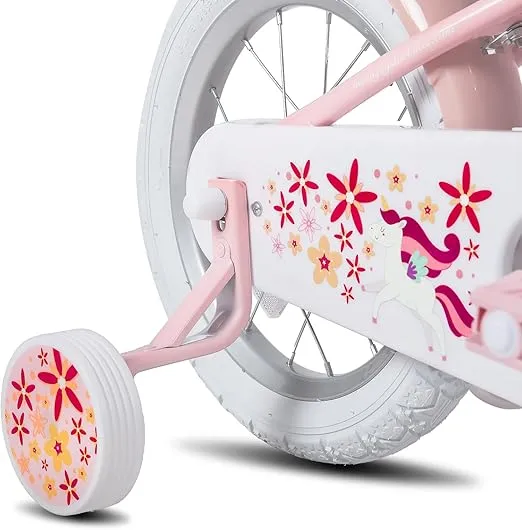 JOYSTAR Unicorn Kids Bike for Girls Ages 2-9 Years Old, 12 14 16 18 Inch Kids Bike with Training Wheels, Doll Seat, Streamers and Basket, Toddler Girls Bike, Multiple Colors