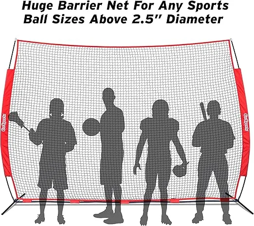 GoSports Portable Sports Barrier Net - 12 ft x 9 ft or 20 ft x 10 ft - Great for Any Sport - Includes Carry Bag
