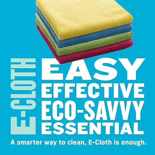 E-Cloth Microfiber Cloth 4-Pack, World's Leading Premium Microfiber Cleaning Cloth, Twice as Durable as Competition, 1 Year Guarantee, Ideal for Kitchen, Countertops, Sinks, and Bathrooms, Assorted