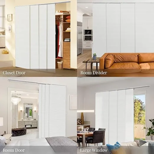 CHICOLOGY Blackout Room Darkening Fabric, Sliding Door Blinds, Room Divider,Vertical Blinds for Patio Doors, Sliding Glass Door Blinds, Snow-Bound (Solar), W:46-86 x H: Up to-96 inches