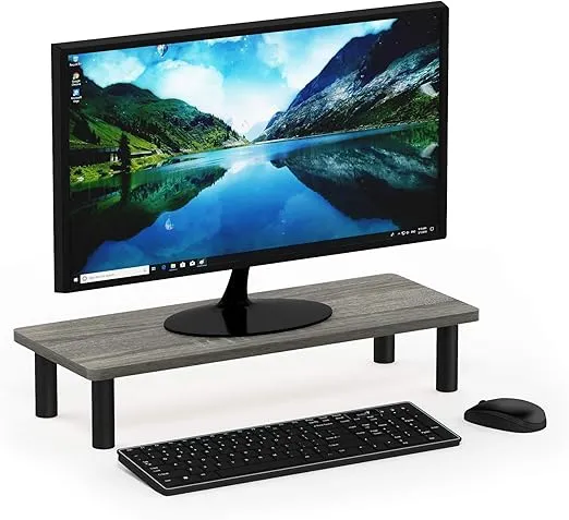 Furinno Turn-N-Tube Monitor Riser Stand, French Oak Grey/Black