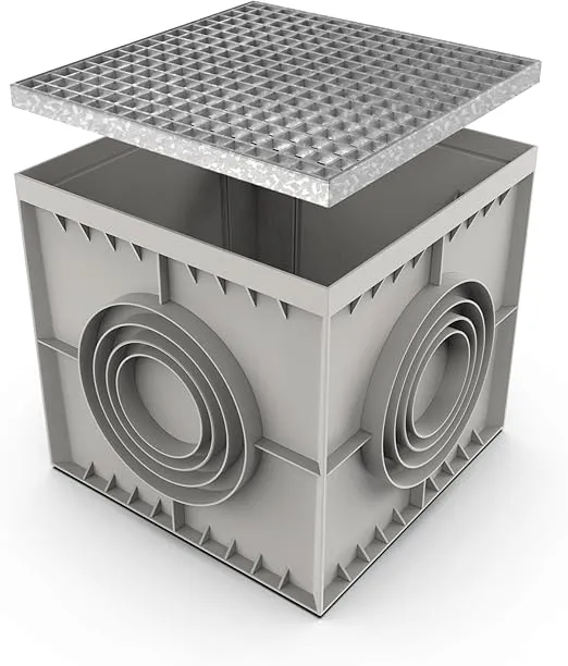 Vodaland - 22x22 Inch Large Catch Basin with Galvanized Stamped Steel Grate Complete Package