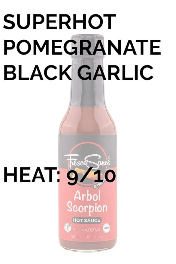 Arbol Scorpion Hot Sauce By Fresco Sauce, Fiery Hot Sauce With Flavors Of Scorpion Pepper, Arbol Pepper & Galric, Made With All Natural Ingredients, 5 fl oz Bottle (1-Pack)