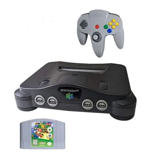 N64 System with Controller, Hookups, and Mario 64 Game (Renewed)