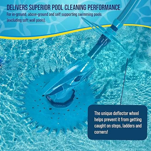 U.S. Pool Supply Professional Automatic Pool Vacuum Cleaner & Hose Set, Octopus Prime - Removes Swimming Pool Debris, Powerful Suction Cleans Floors Walls Steps - Quiet Fast Cleaning Climbing Sweeper