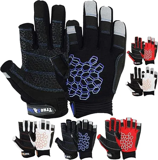 MRX BOXING & FITNESS Sailing Gloves Sticky Palm Gripy Glove Yachting Kayak Dinghy Fishing 2 Cut Finger (Black 2XL)