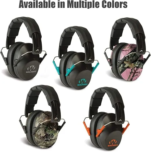 Walker's Unisex Adult's Lightweight Foldable Hearing Protection 22 dB Noise Reduction Pro Low-Profile Earmuffs