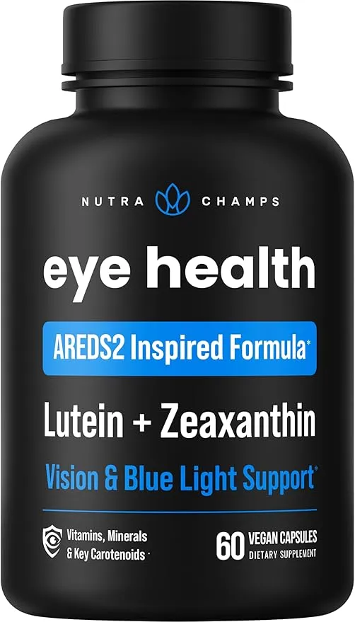 AREDS 2 Eye Vitamins - Lutein, Zeaxanthin & Bilberry Extract - Supports Eye Strain, Dry Eyes, Vision & Blue Light Defense - Eye Health Supplement with Carotenoids & Vitamin C, E & Zinc - 60 Capsules