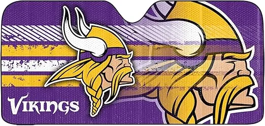 Fanmats NFL Windshield Sun Auto Shade, Sun Shield Sun Visor Accordion tri-fold for Storage 59" x 29.5", Colorful Team Design