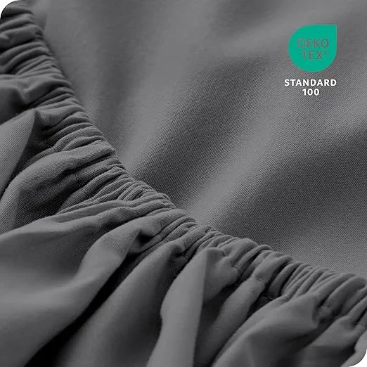 Bare Home 2-Pack Fitted Bottom Sheets Twin XL - Premium 1800 Ultra-Soft Wrinkle Resistant Microfiber - Deep Pocket (Twin XL, Grey)