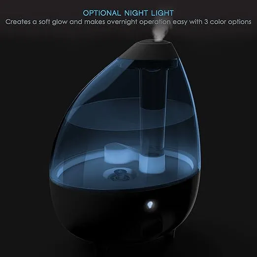 Pure Enrichment MistAire XL Ultrasonic Cool Mist Humidifier - All Day Operation for Large Rooms, 1 Gallon Tank, Variable Mist Control, Automatic Shut-Off, Whisper Quiet, and Optional Night Light