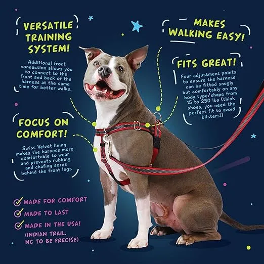 2 Hounds Design Freedom No Pull Dog Harness | Comfortable Control for Easy Walking | Adjustable Dog Harness | Small, Medium & Large Dogs | Made in USA | Solid Colors | 1" LG Tan