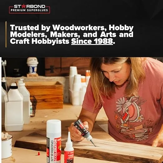 Starbond 2 oz. Medium CA Glue (Premium Cyanoacrylate Super Glue) for Quick Glue-ups, Woodworking, Woodturning, Hobby Models