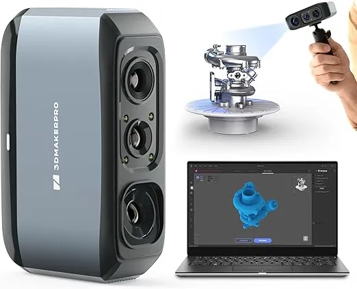 3D Scanner for 3D Printing, Handheld 3D Model Scanner with 0.03mm High Detailed Precision, 24-bit Color Camera, Anti-Shake Lenses, Compatible with Windows/MacOS, Moose (Premium)
