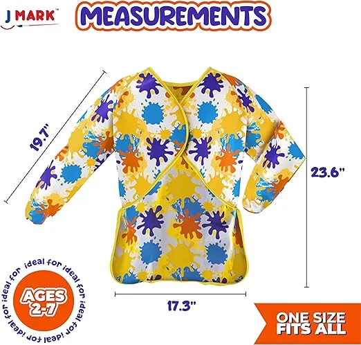 J MARK Waterproof Art Smock Painting Apron- 2 Pack Long Sleeve for Arts & Crafts