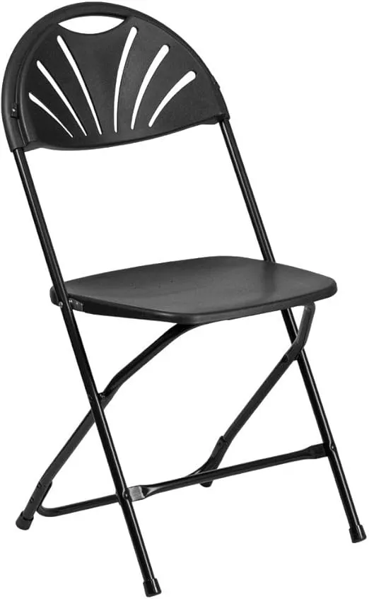 Flash Furniture 2 Pack HERCULES Series 650 lb. Capacity Black Plastic Fan Back Folding Chair