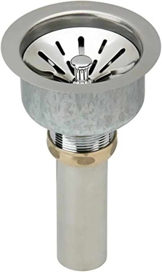 Elkay LK99 3-1/2" Deluxe Drain with Type 304 Stainless Steel Body, Strainer Basket, Rubber Seal, and Tailpiece