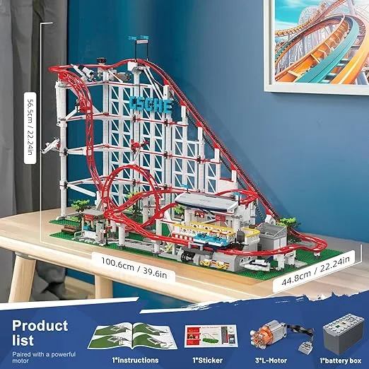 Mould King 11014 Roller Coaster Building Kit, Amusement Park Funfair Track Construction Blocks Toys with Motors, Ideal Gift Toy for Adult/Kids Age 8+ (3646 Pieces)