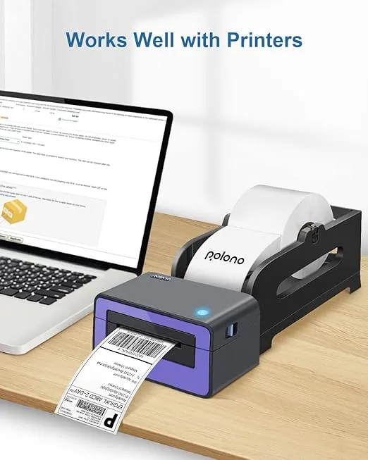 Label Holder, POLONO Thermal Label Holder for Fan-Fold and Roll Labels, Shipping Label Holder Work with Shipping Label Printer and Thermal Labels