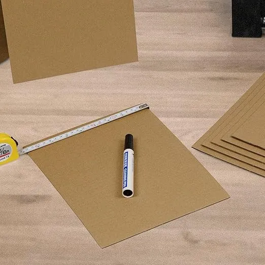 50 Pack Corrugated Cardboard Sheets 8.7"L x 11"W, Flat Kraft Sheet for DIY Glass Divider Kits and Crafts Supplies, Brown