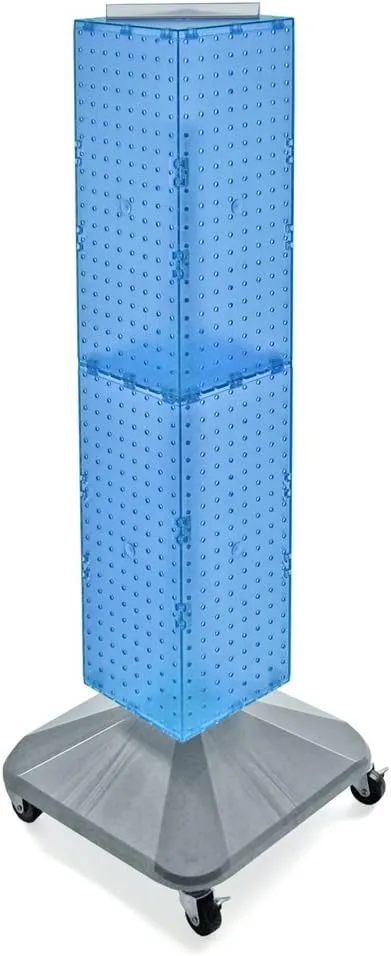 Azar Displays 703388-BLU Standard Four-Sided Interlocking Pegboard Tower, Blue Translucent