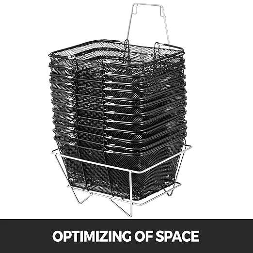Mophorn 12PCS Shopping Baskets with Handles, Black Metal Shopping Basket, Portable Wire Shopping Basket, Black Wire Mesh shopping Basket Set for Stores Shopping