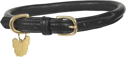 Digby & Fox Rolled Leather Dog Collar (Large, Black)