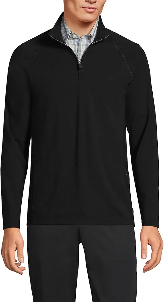 Lands' End Men's Long Sleeve Raglan Hybrid Quarter Zip