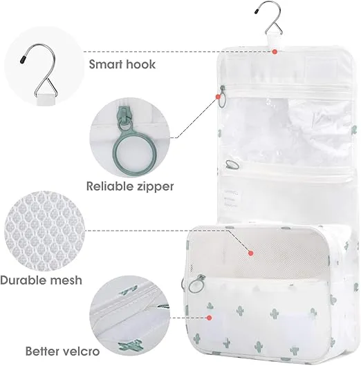 Narwey Hanging Travel Toiletry Bag Cosmetic Make up Organizer for Women and Girls Waterproof