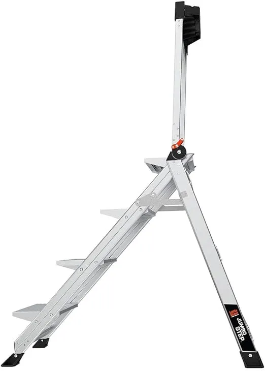 Little Giant Ladders, Jumbo Step, 4-Step, 3 foot, Step Stool, Aluminum, Type 1AA, 375 lbs weight rating, (11904), Gray
