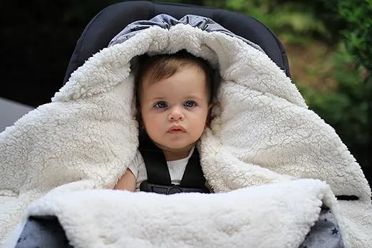 7AM Baby Car Seat Blanket - Multifunctional Car Seat Cover for Baby Boy & Girl, Winter Stroller & Car Seat Swaddle Blankets for Babies, Micro-Fleece & Plush Lined Warm Carseat Cover | Nido (0-9M)