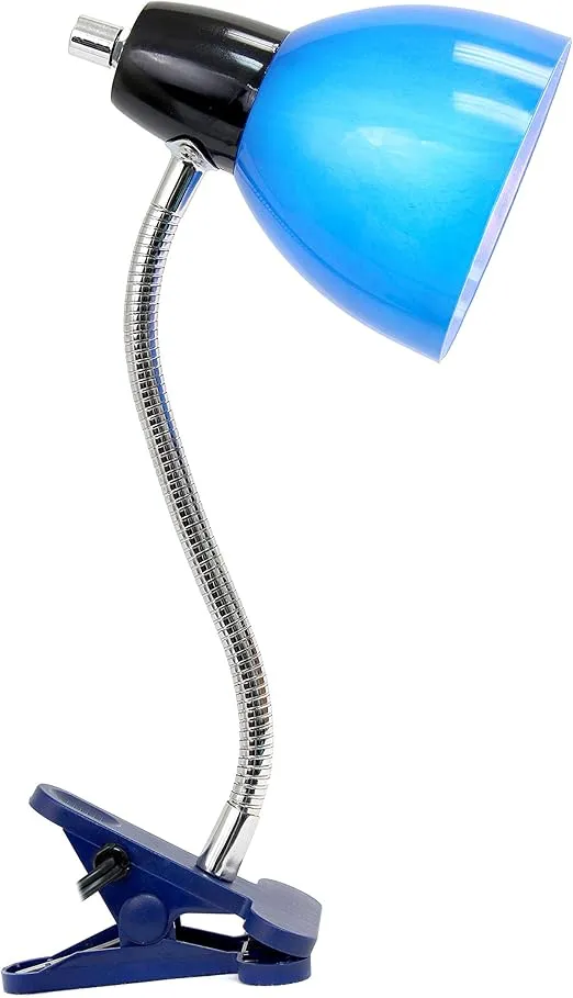 Simple Designs LD2014-BLU Adjustable Desk Clip Lamp Light, for Desks, Nightstands, Reading, Blue