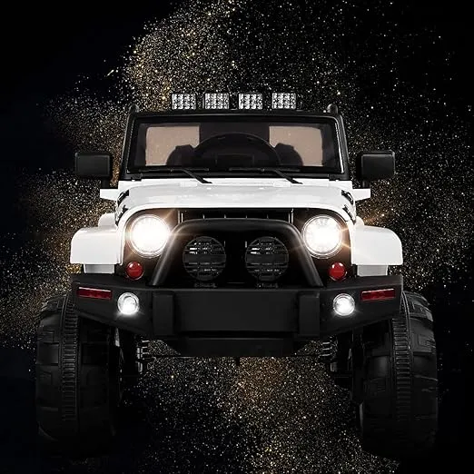 Costzon Ride On Car, 12V Battery Powered Electric Ride On Truck w/Parental Remote Control, LED Lights, Double Doors, Safety Belt, Music, MP3 Player, Spring Suspension (White)