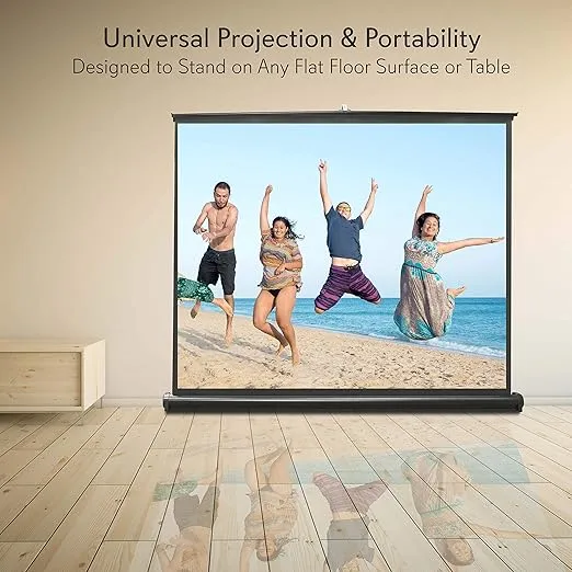 Pyle 50 Inches Projector Screen Portable Floor Standing Fold-Out Roll-Up Tripod Manual, Mobile Movie Screen, Home Theater Cinema Wedding Party Office Presentation, Quick Assembly - PRJTP53,White