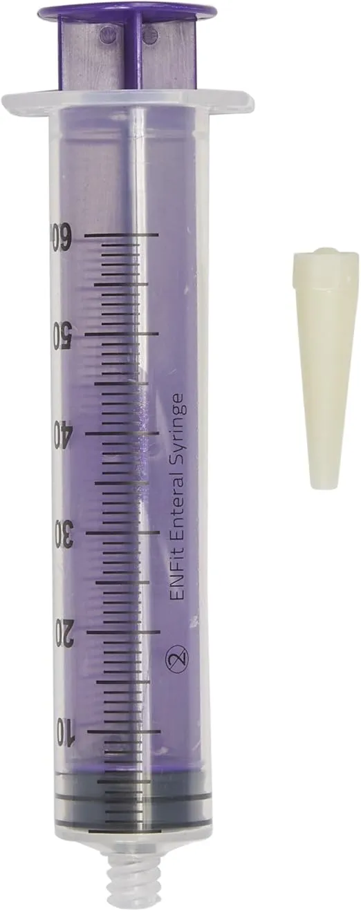 Vesco ENFIT Tip Syringe with Transition Connector (10 Pack) (10 Pack 60mL Syringe, 10)