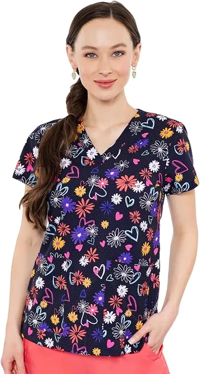 Med Couture Prints Women Scrubs Top V-Neck Print MC8564