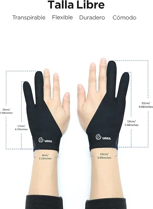 UGEE Digital Drawing Glove 4 Pack,Artist Glove for Drawing Tablet Digital Art Glove with Two Finger for Right Hand or Left Hand Universal Sizes