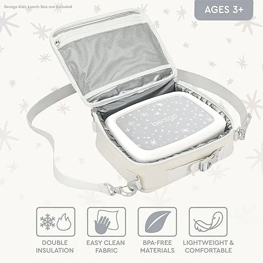 Bentgo Kids Lunch Bag (Whimsy & Wonder Collection) - Durable, Double-Insulated Lunch Bag for Kids 3+; Holds Lunch Box/Water Bottle/Snacks; Water-Resistant Fabric & Zip Pockets (Starry Sprinkle)