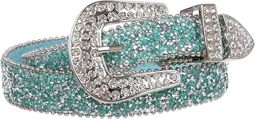 beltiscool Kids 1 1/8" (28 mm) Western Cowgirl Rhinestone Sparkling Mesh Belt