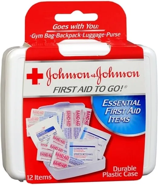 Mini First Aid to Go Kit, 12 Pieces, Plastic Case [Set of 4]