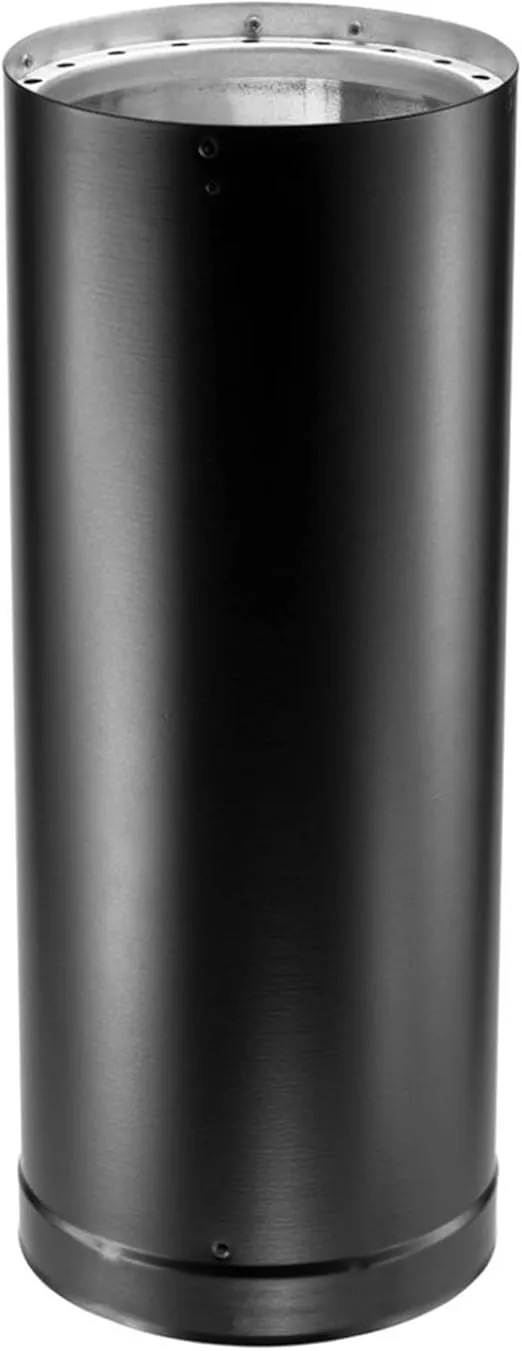 DuraVent DVL 6 x 8 Inch Galvanized Stainless Steel Double Wall Wood Burning Stove Pipe Connector for Chimney to Vent Smoke/Exhaust, Black