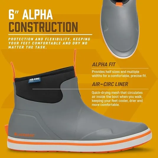 LaCrosse 6" Alpha Deck Boots for Men Featuring Waterproof Rubber, Quick-Drying Mesh, and Slip-Resistant Outsole