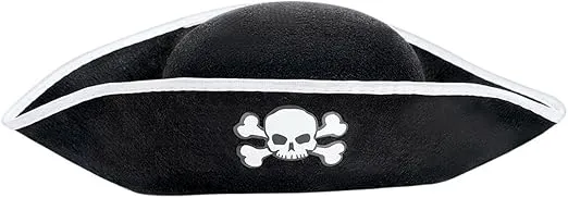 Kids Classic Skull & Crossbones Emblem Pirate Hat - Fits Most Children, 1 Piece Perfect for Costume Parties, Halloween, Dress-ups & Playtime