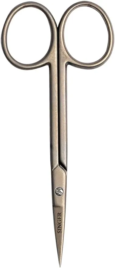 SINGER 4 Inch Forged Embroidery Scissors with Curved Tip for Sewing, Cross-Stiching, Crafts, & More (Titanium Coated, 1-Pack)