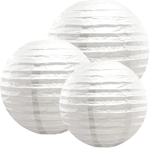 LumaBase Multi-Size Paper Lanterns, White - Set of 6