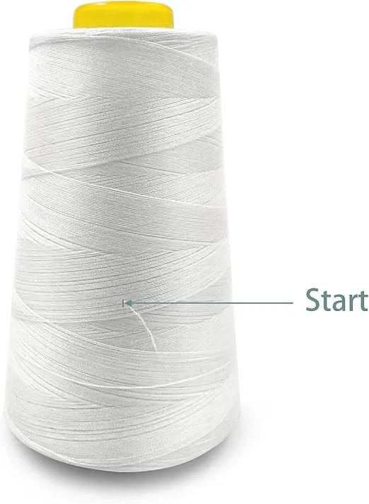 Tortoise 4 Cones of 3000 Yards Each Spool Thread for Sewing All Purpose Sewing Thread 100% Polyester Thread for Serger Overlock Quilting Sewing Machine 40S/2 White